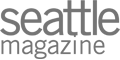 The image shows a logo with the text "Seattle magazine" in gray lowercase letters on a transparent background.
