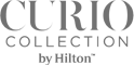 The image shows the logo for "Curio Collection by Hilton," a hospitality brand.